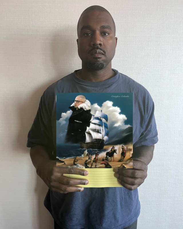 Create meme: Kanye West , Kanye West with a piece of paper meme, illustration
