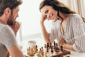 Create meme: woman, player, the game of chess