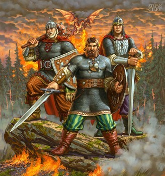 Create meme: slavic heroes, epic heroes defenders of the Russian land, epic hero