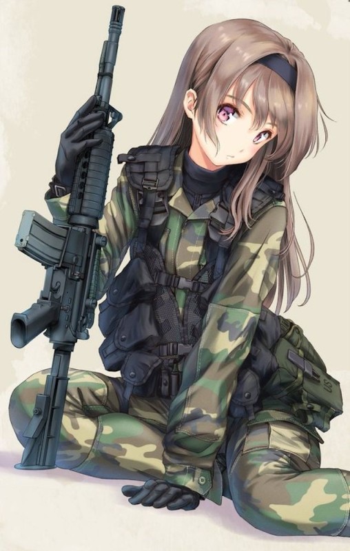 Создать мем: военная девушка арт, рисунок, военные аниме