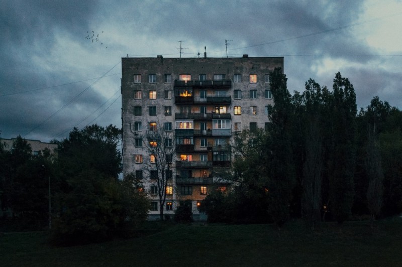 Create meme: high-rise buildings aesthetics, Khrushchev's doomer aesthetics, khrushchev at night