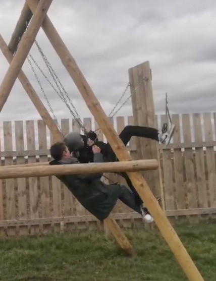 Create meme: garden swing, horizontal bar made of wood, wooden swing