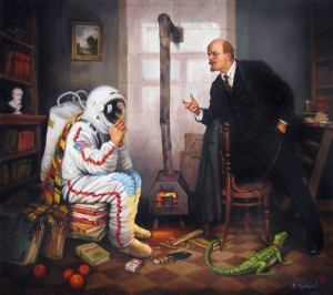 Create meme: Lenin in space, Lenin and the American astronaut, picture