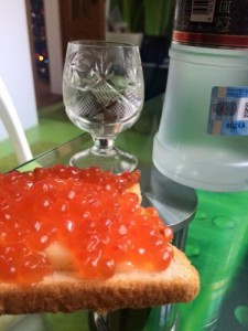 Create meme: with red caviar, red caviar, food