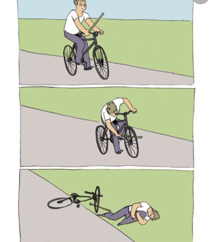 Создать мем: мемы про велосипед комиксы, мем велосипед, палки в колеса