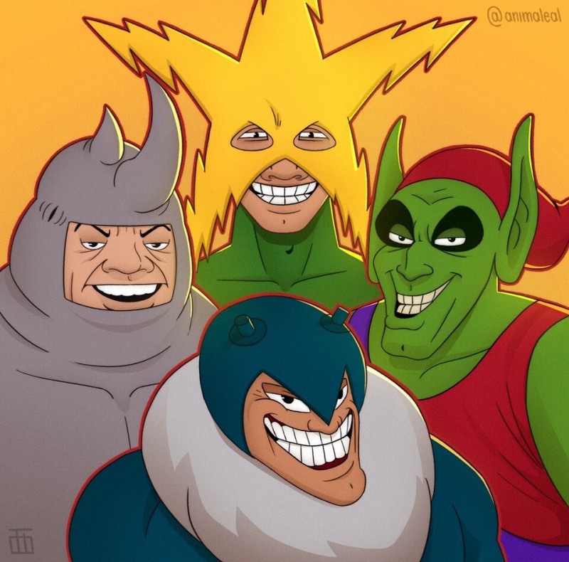 Создать мем: аниме, me and the boys, зловещая шестерка мем