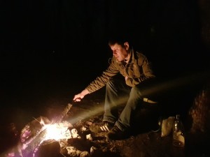 Create meme: yoga around the campfire, hunt bonfire night, cave couple around a campfire
