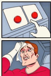 Create meme: the meme with the two buttons template, illustration, difficult choice