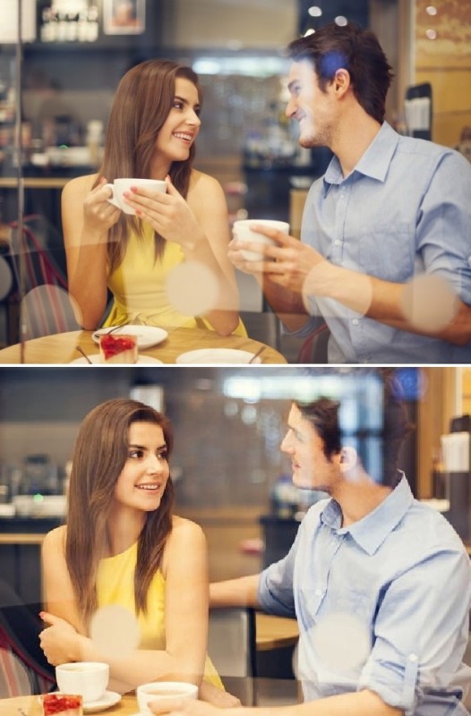 Create meme: first date, people in the cafe, a guy and a girl in the restaurant