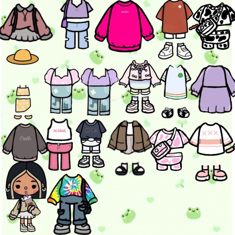 Create meme: current sides clothing for characters, paper dolls, toca boca paper dolls