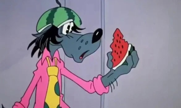 Create meme: Well wait a minute wolf watermelon, Well, wait!, nu pogodi wolf 