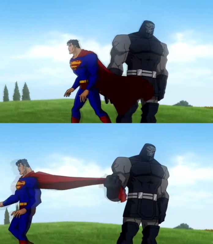 Создать мем: бэтмен и супермен мультфильм, дарксайд, супермен против дарксайда