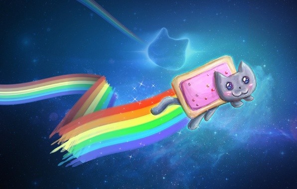 Create meme: rainbow cat, nyan kat art, a cat with a rainbow