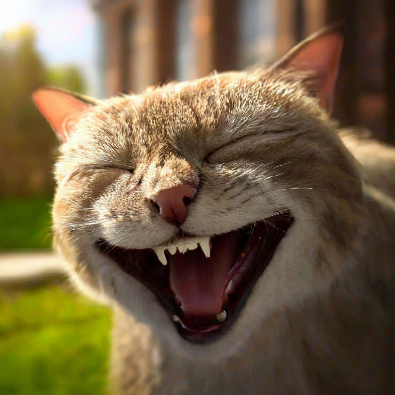 Create meme: cat funny , cat smile, laughing cat 