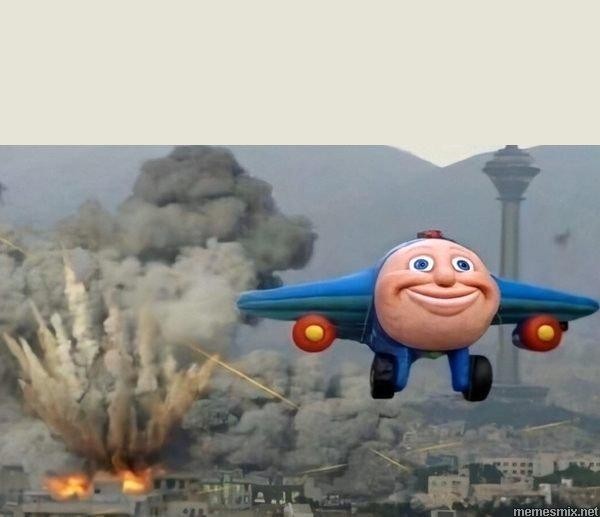 Create meme: the airplane flies away from the explosion, meme airplane, airplane jj