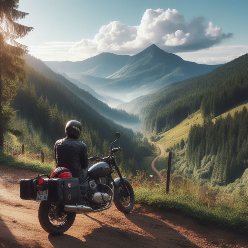 Создать мем: мотоцикл в лесу, мотоцикл дорога, мотоцикл