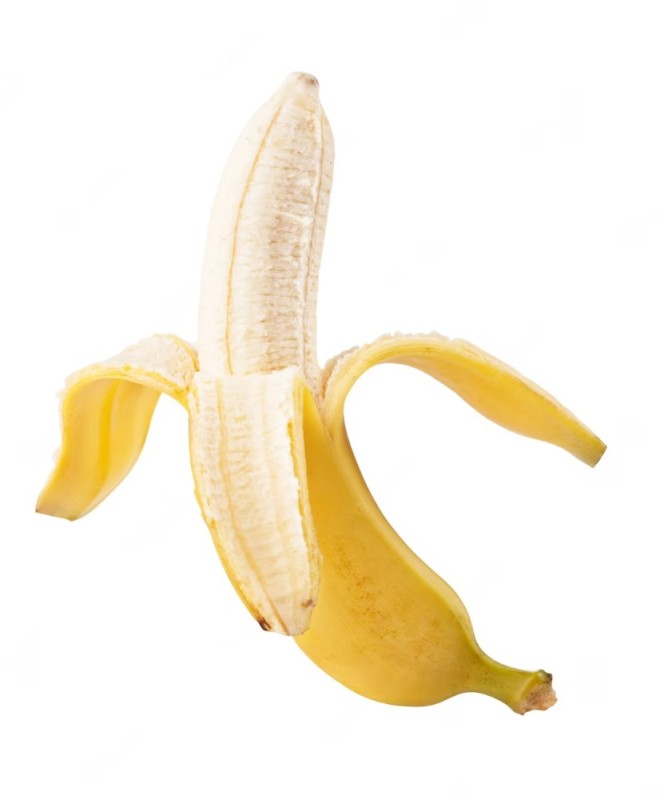 Создать мем: открытый банан на белом фоне, раскрытый банан, очищенный банан