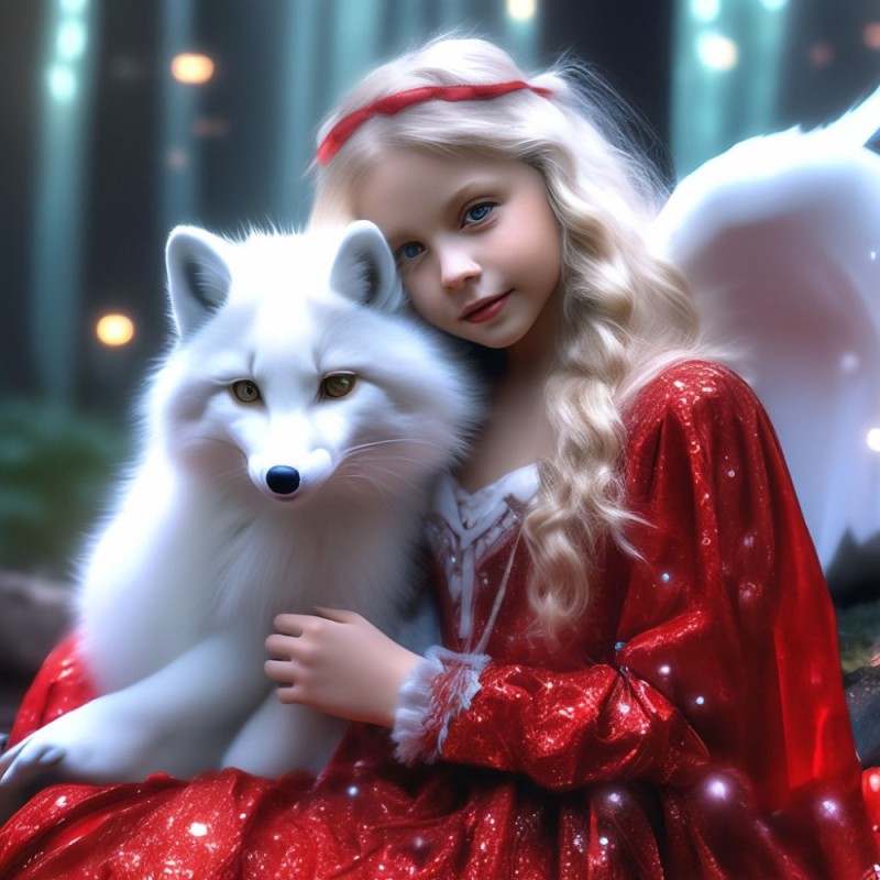 Create meme: girl , white Fox , very beautiful girl