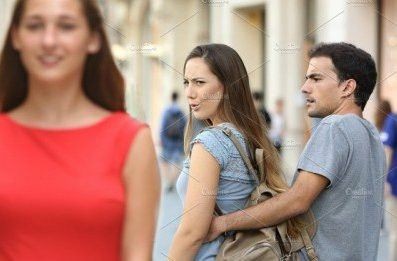 Create meme: meme guy looks back at another girl, guy looks back at girl meme template, the guy looks around