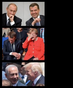 Create meme: trump Israel, Obama applause, Merkel and the macron on the red carpet