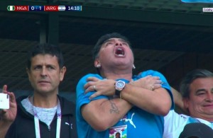 Create meme: Diego Armando, messi, Maradona in the Argentina Nigeria game