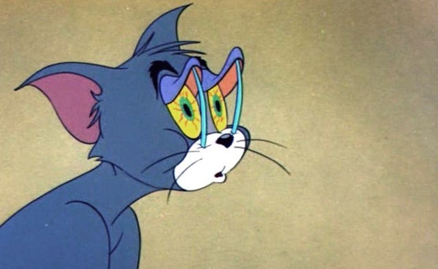 Create meme: Tom and Jerry , the cat from Tom and Jerry, tom the cat with matches in his eyes