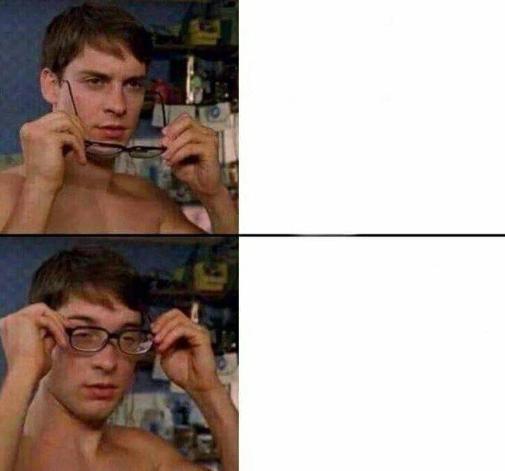 Create meme: Peter Parker glasses meme, meme with sunglasses, sunglasses meme 