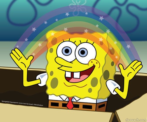 Create meme: spongebob rainbow , meme spongebob , meme spongebob imagination