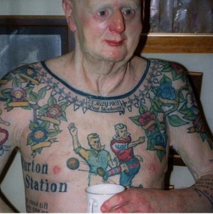 Create meme: tattoos in old age, male