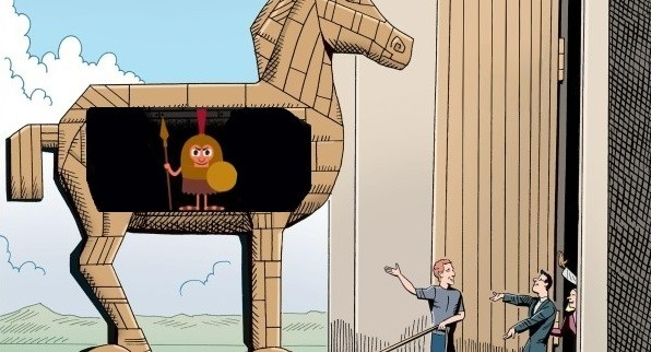 Create meme: a Trojan horse meme, a Trojan horse, The Trojan horse is a joke