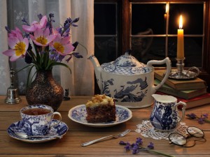 Создать мем: натюрморты чайник с чашкой чая, вечер чай цветы, чайный натюрморт