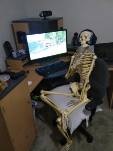 Create meme: skeleton at the computer meme, skeleton at the computer