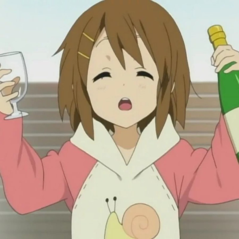 Create meme: anime booze, funny anime, Yui Hirasawa with beer