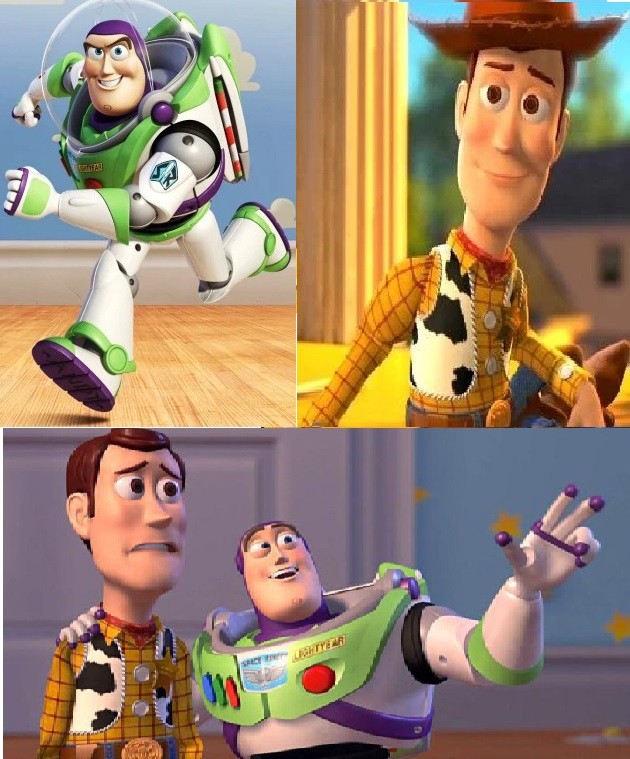 Create meme: buzz Lightyear, Buzz and woody meme, Woody and Buzz