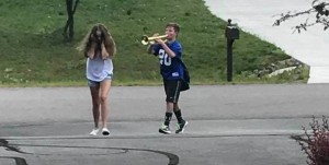 Create meme: trumpet kid mem, meme boy pursues girl tube, trumpet boy meme original