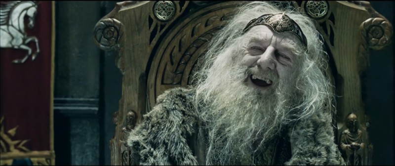 Create meme: théoden the Lord of the rings, hobbits the lord of the rings, Gandalf banishes Saruman from théoden