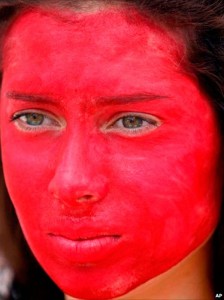 Create meme: face, photo with a red face, red face
