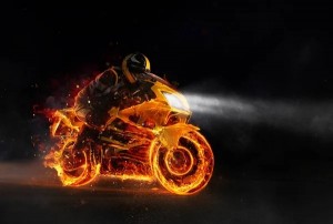 Создать мем: мотоциклист, мотоциклист в огне, мотоцикл