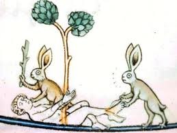 Create meme: the hare of the middle ages, medieval marginalia rabbits, medieval rabbits