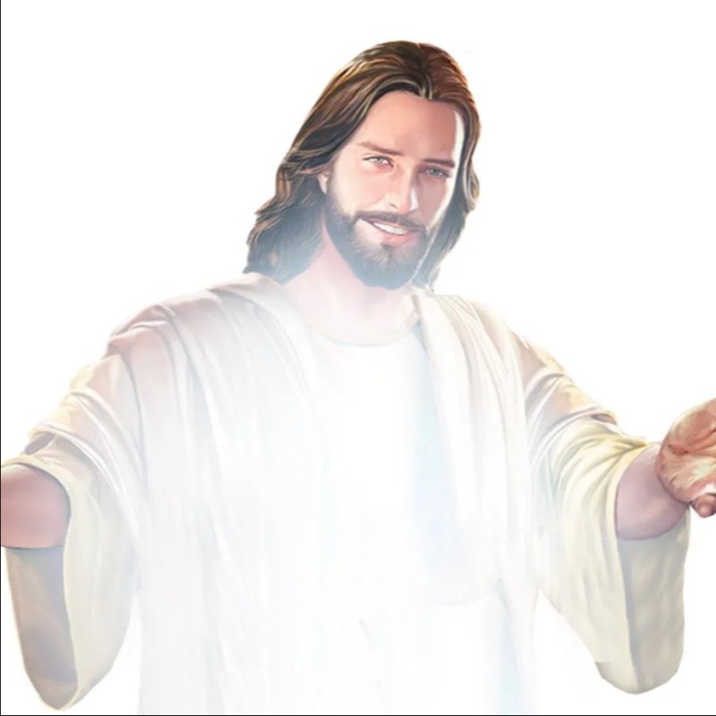 Создать мем: я верю в иисуса христа, улыбающийся иисус, иисус мем