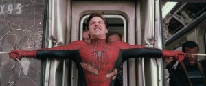 Create meme: Tobey Maguire spider-man train, spider man Tobey Maguire, spider-man train