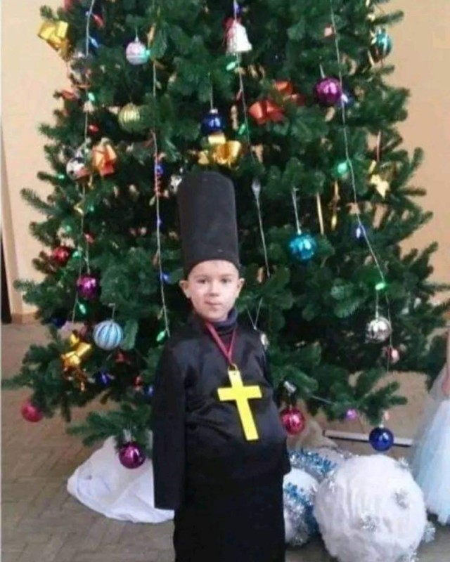 Create meme: New Year's costume for a boy, funny Christmas costumes, father's costume for a child