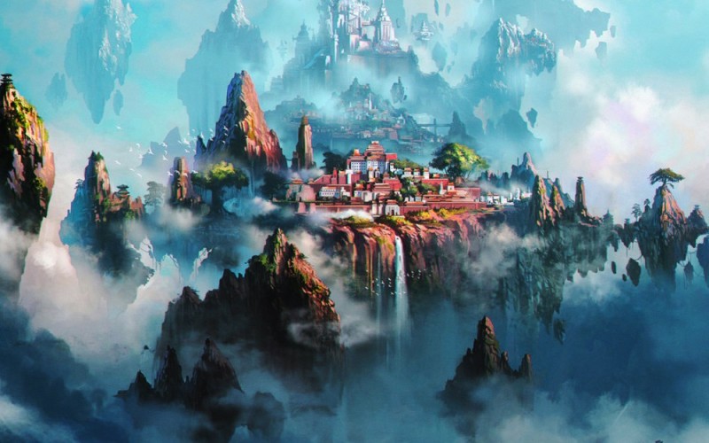 Create meme: fantasy landscapes, fantasy city, flying fantasy city