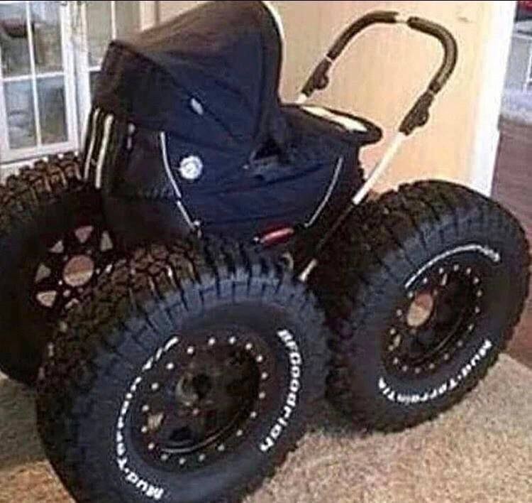 Create meme: baby stroller with car wheels, big wheels, wheel tire