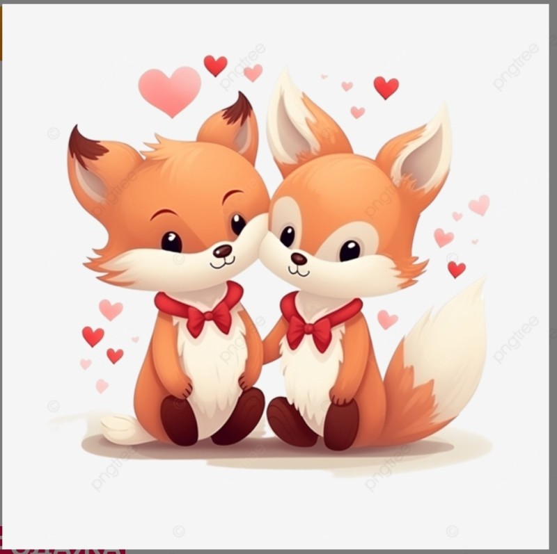 Создать мем: влюбленные лисы клипарт, милые рисунки лисы, лиса любовь