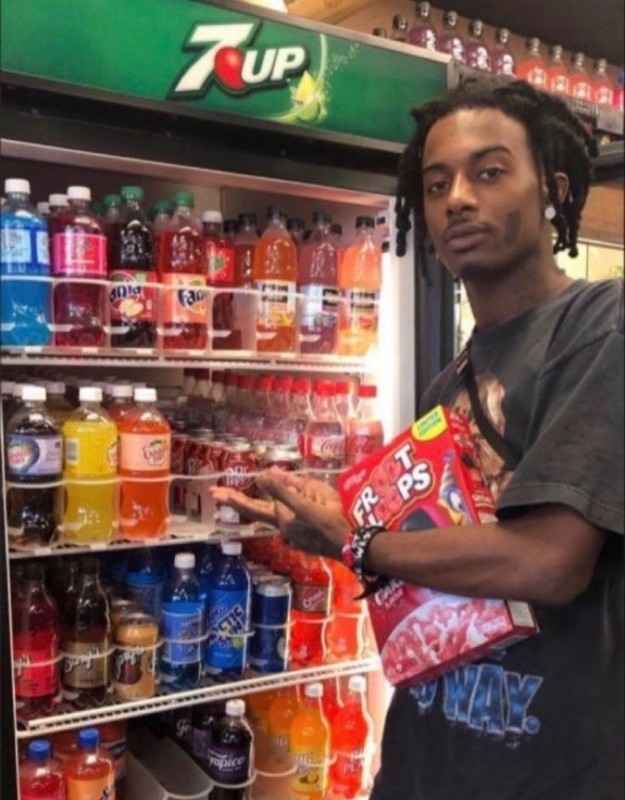 Create meme: playboi carti drinks vending machine, playboy Carty, carti in the store