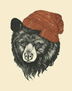 Создать мем: медведь в шапке принт, бородатый медведь в шапке, крутые рисунки медведя