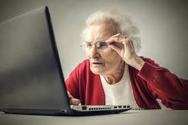 Create meme: computer literacy for pensioners, telegram channel, a pensioner at the computer