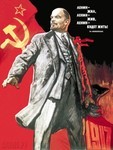 Создать мем: плакат ленин жил ленин жив ленин будет жить, ленин коммунизм, плакаты ссср ленин