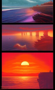 Create meme: dawn, beautiful sunset, figure